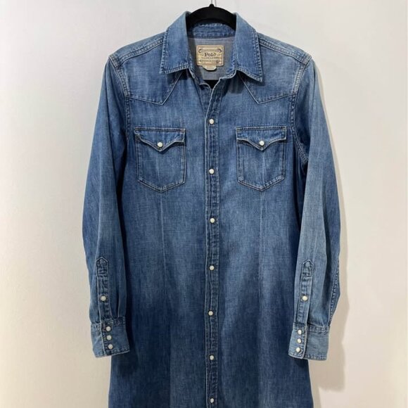 Polo Ralph Lauren Dresses & Skirts - Polo Ralph Lauren Western Denim Knee Length Shirt Dress [size M]